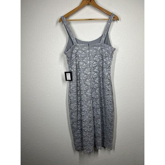 Marina Scalloped Glitter Lace Dress With Jacket Size 12 Silver Formal Wedding - Picture 8 of 9